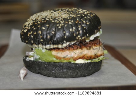 fresh hamburger on a board