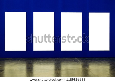 White frames on a blue background