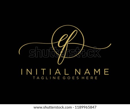 Initial E F handwriting logo vector. Hand lettering for designs
