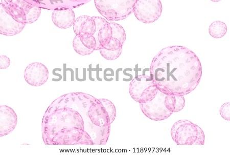 Ethereum economic financial bubble. Cryptocurrency 3D illustration. Business concept. Pink bubbles on white background. Bit, Coin, mining concept