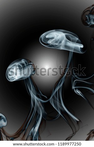 Abstract Smoke trails and shapes color on various backgrounds. Alien style shapes.