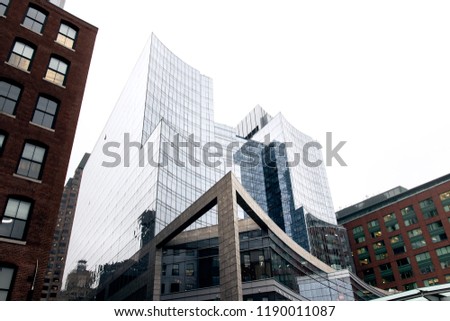 Large buildings on a cloudy day in Boston, MA,
