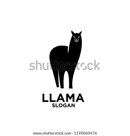 Minimalistic alpaca logotype. Farm animals. Simple lama line logo. Graphic design. Can be used in brand identity