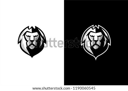 Black and white lion head vector, lion head esport gaming logo