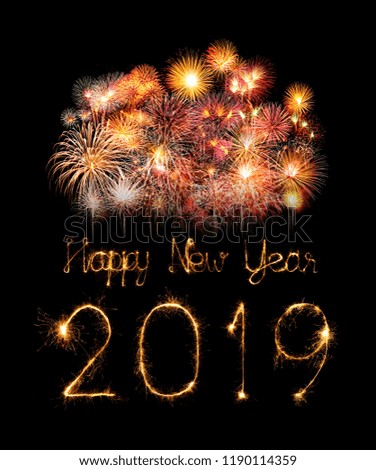 2019 happy new year written with Sparkle firework