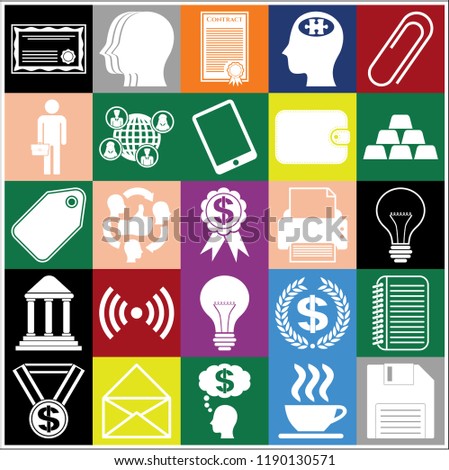 Set of 25 business symbols of icons. Collection. Detailed design. Vector Illustration.