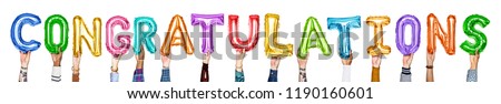 Rainbow alphabet balloons forming the word congratulations Royalty-Free Stock Photo #1190160601