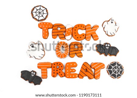 Halloween gingerbread cookie isolated on white
