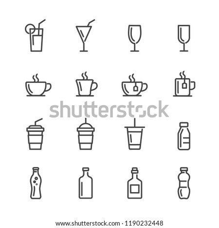 Drink lines icon set Royalty-Free Stock Photo #1190232448