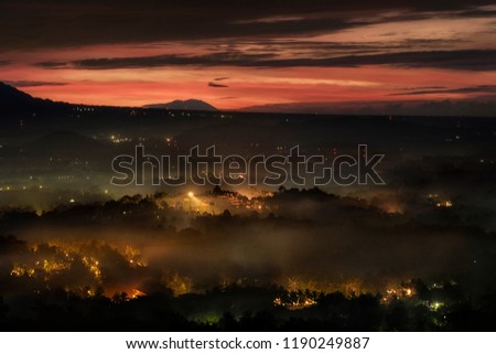 sunrise with the view of Borobudur Temple in Magelang, Indonesia Royalty-Free Stock Photo #1190249887