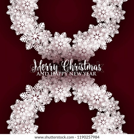 Christmas snowflake paper cut on dark red background 3d origami vector winter vector template