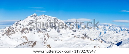 Panoramic image of snow mountains