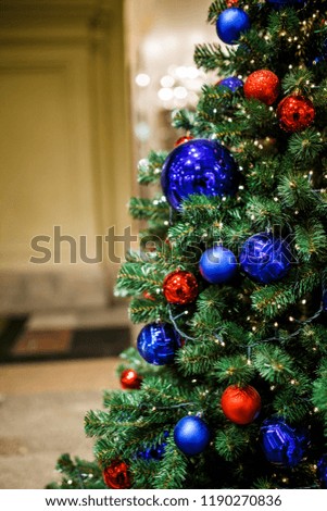 Photo of Christmas decorated with colorful balls of fir in store