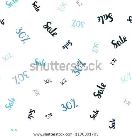Light Blue, Green vector seamless pattern with 30 percentage signs. Shining colorful illustration with isolated selling prices. Backdrop for ads, leaflets of Black Friday.
