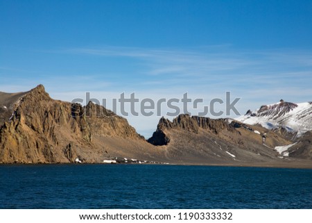 an Antarctica landscape with ice bergs and the ocean iceland