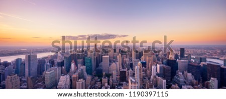 aerial view cityscape of modern city in new york Royalty-Free Stock Photo #1190397115