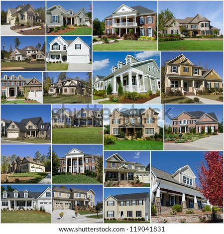 A photo collage of multiple suburban homes