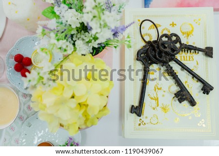 old keys on a wooden table
