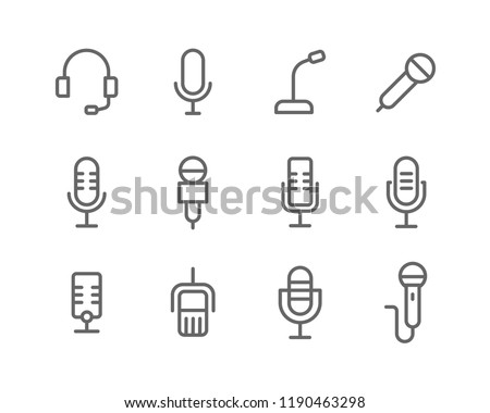 Microphone lines icon set