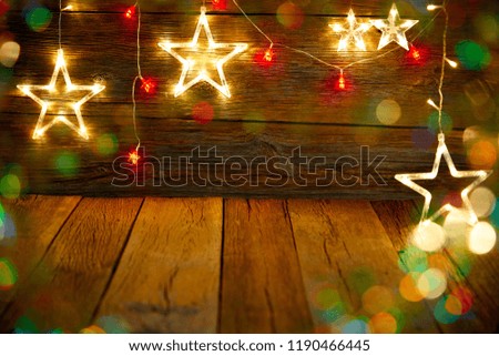 Christmas snowflake star vintage rustic wooden background decoration