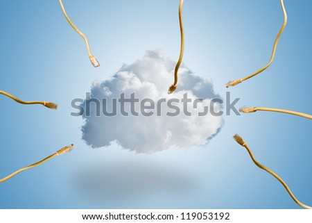 Computer Cable Extending Over Clouds