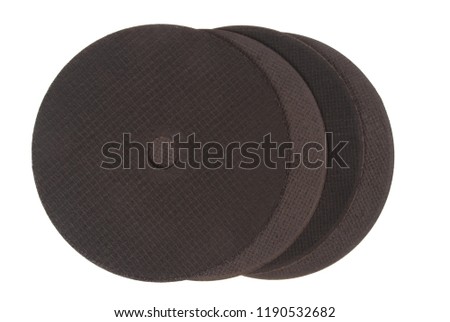 Abrasive cut-off wheel for ferrous metals or industrial steel on white background