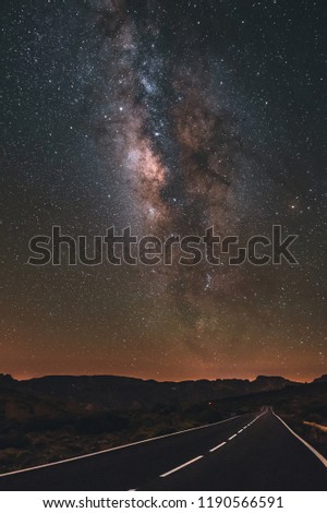 Astrophotography core of the milkyway at night. Spain, Tenerife