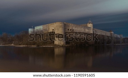 Ivangorod castle in night