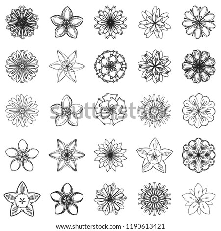 New flower icon set. Simple set of new flower icons for web design isolated on white background