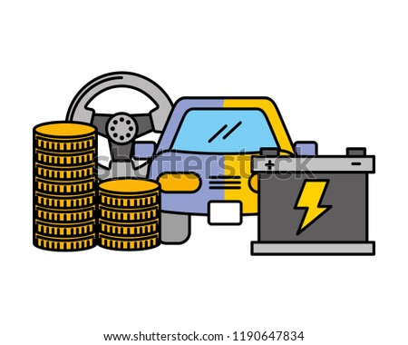business money coins car battery wheel