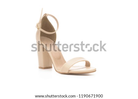 isolated sandals, mules, clog, mule and slippers, flat heel high heel photos on white background.

