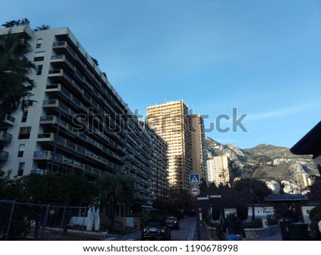 Panoramic view of the skyscrapers of Monaco, French Riviera