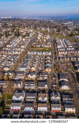 Seattle urban sprawl with city view - aerial