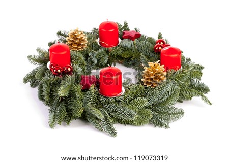 advent wreath candles christmas on white background