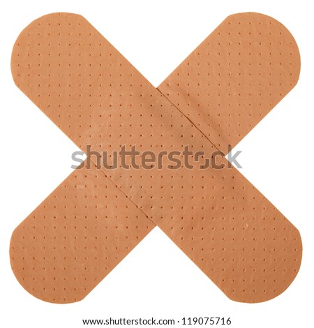 Patch in cross shape, isolated on white background