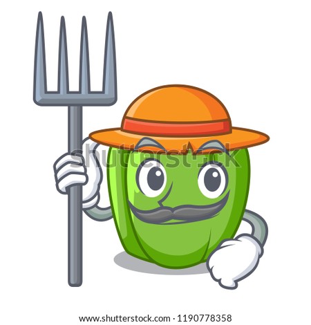 Farmer green pepper in the plate character