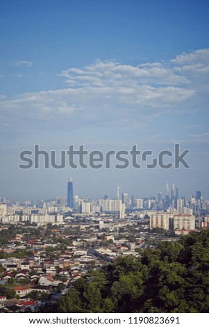 View from mountain. Cityscape of Kuala Lumpur. Copy space for text or image. selective focus. 