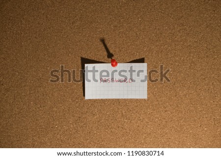 Password concept on sheet, board background