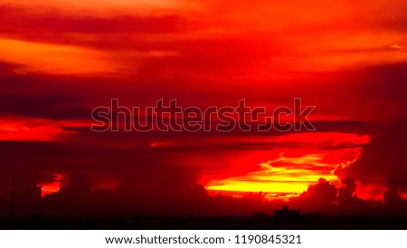 Sunset Twilight orange sky see the beautiful purple nature background