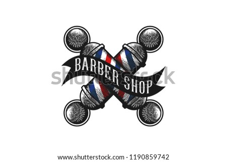 Crossed Barber Pole Logo Designs Inspiration Isolated on White Background