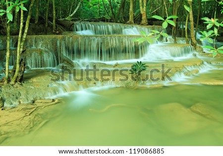 Waterfall in national park at kanchanaburi,Thailand