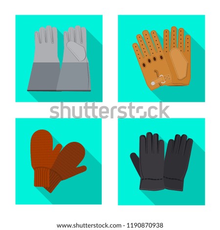 Vector design of glove and winter symbol. Set of glove and equipment stock vector illustration.