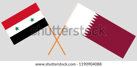 Qatar and Syria. The Qatari and Syrian flags. Official colors. Correct proportion. Vector illustration