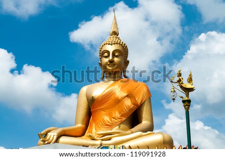 Big Buddha Statue with nice blue sky background.