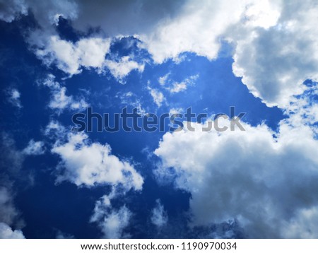 Beautiful Blue Sky With Clouds on the afternoon, background photo.