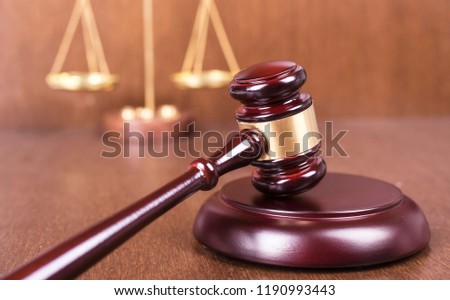 Court gavel scale of justice law theme