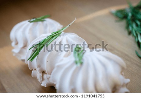 Rosemary Marshmallows on a wooden table