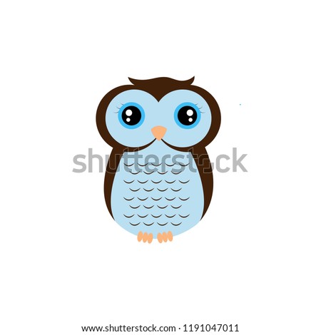 Little owl flat vector illustration isolated on a white background.