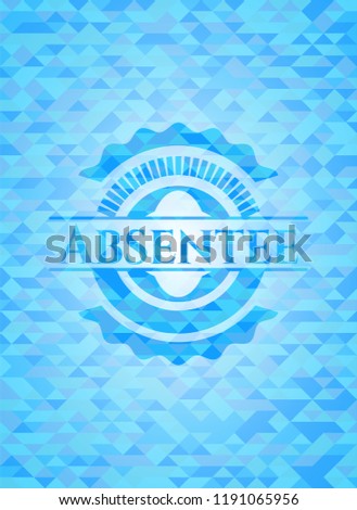 Absentee sky blue emblem with mosaic ecological style background