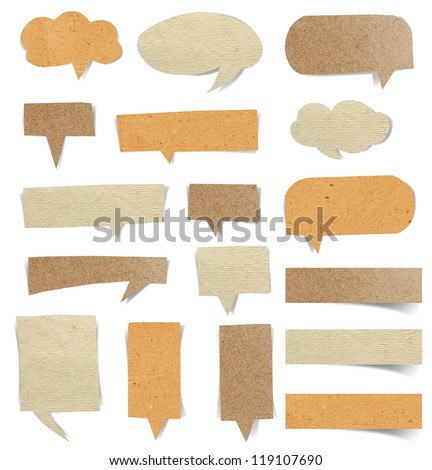Cardboard Structure With Paper Speech Bubble, Objects with Clipping Paths for design work Royalty-Free Stock Photo #119107690
